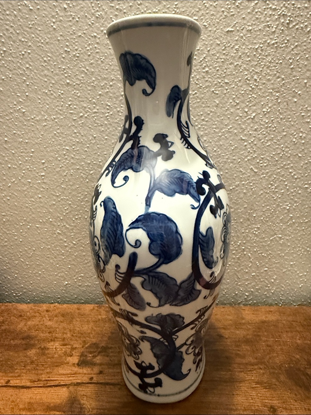Blue and White Floral Ceramic Vase Approx 11” - Picture 3 of 16